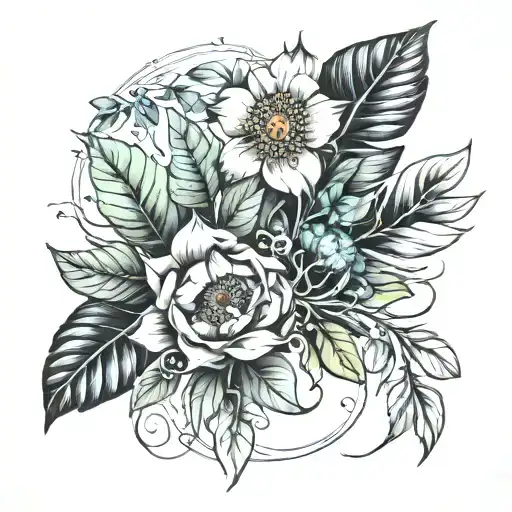 botanical illustration tattoo design idea