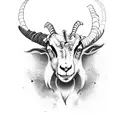 A demonic goat surrounded by dark, twisted trees tattoo design idea