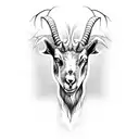 A demonic goat surrounded by dark, twisted trees tattoo design idea