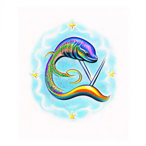 sparking electric eel cartoon tattoo design idea