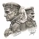 portrait of reza shah pahlavi king of iran whit a persian nastaliq caligraphy of - سردار سپه-  tattoo design idea