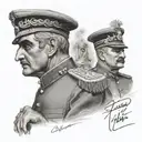 portrait of reza shah pahlavi king of iran whit a persian nastaliq caligraphy of - سردار سپه-  tattoo design idea