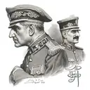 portrait of reza shah pahlavi king of iran whit a persian nastaliq caligraphy of - سردار سپه-  tattoo design idea