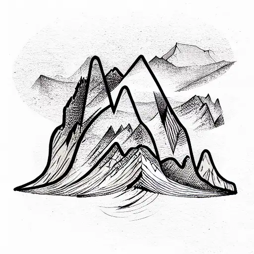 Mountain range in shape of initials M.M.W tattoo design idea