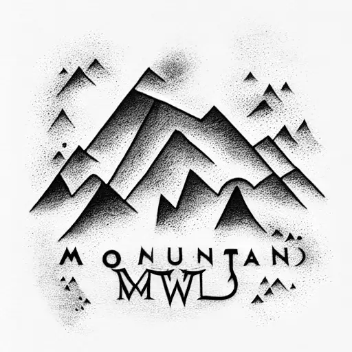 Mountain range in shape of initials M.M.W tattoo design idea