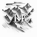 Mountain range in shape of initials M.M.W tattoo design idea