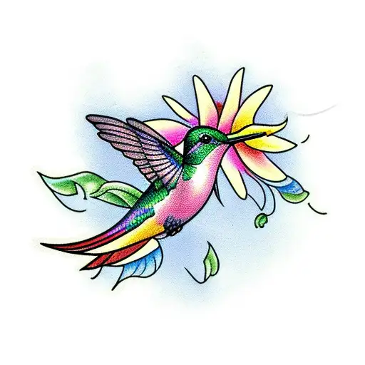 Hummingbird with jasmine flower tattoo design idea