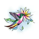 Hummingbird with jasmine flower tattoo design idea