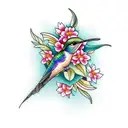 Hummingbird with jasmine flower tattoo design idea