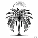 palm tree and moon tattoo design idea