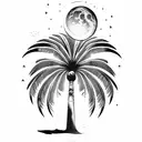 palm tree and moon tattoo design idea
