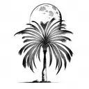 palm tree and moon tattoo design idea