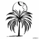 palm tree and moon tattoo design idea
