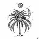 palm tree and moon tattoo design idea