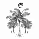 palm tree and moon tattoo design idea