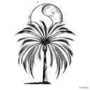 palm tree and moon tattoo design idea