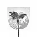 palm tree and moon tattoo design idea