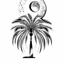palm tree and moon tattoo design idea