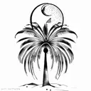 palm tree and moon tattoo design idea