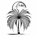 palm tree and moon tattoo design idea