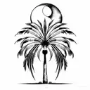 palm tree and moon tattoo design idea