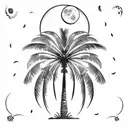 palm tree and moon tattoo design idea