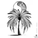 palm tree and moon tattoo design idea