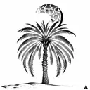 palm tree and moon tattoo design idea