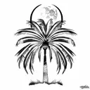 palm tree and moon tattoo design idea