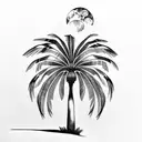 palm tree and moon tattoo design idea
