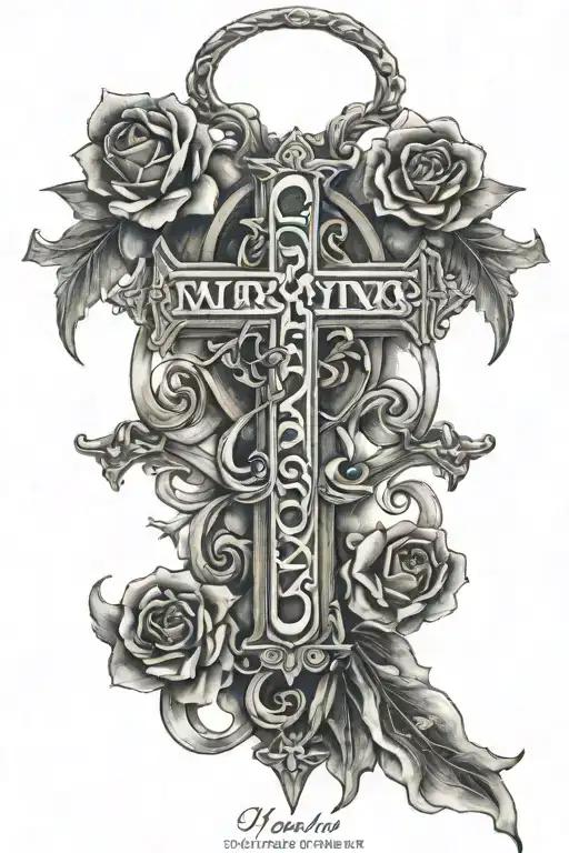 3 cross with roman numerals of the date march 1st 2006 tattoo design idea
