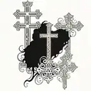 3 crosses with 3.1.06 in roman numerals underneath tattoo design idea