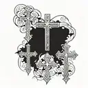 3 crosses with 3.1.06 in roman numerals underneath tattoo design idea