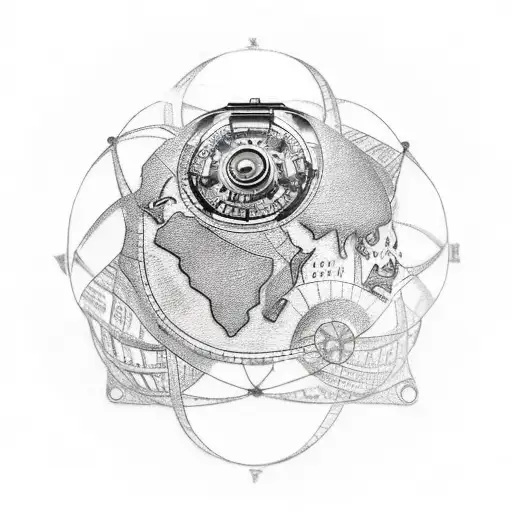 A sketch-style tattoo of a film reel transforming into a map of Europe tattoo design idea