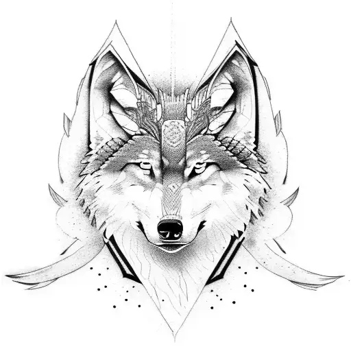 Wolf and Eagle and deer tattoo design idea