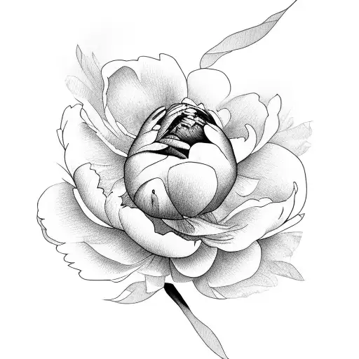 peonies flower with lyrics down the stem with the lyrics being "Ain't a woman alive that could take my mama's place tattoo design idea