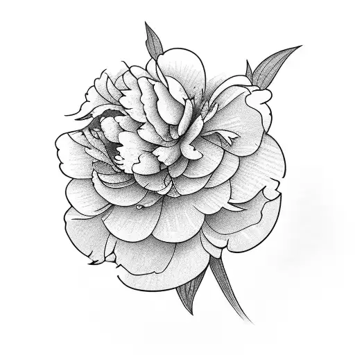 peonies flower with wordgoing down the stem  "Ain't a woman alive that could take my mama's place" tattoo design idea