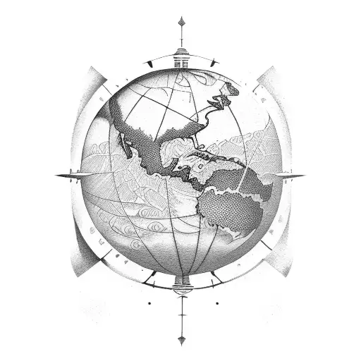 plane, globe tattoo design idea