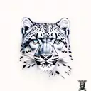 mountain, forest, hearth, snow leopard tattoo design idea