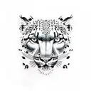 mountain, forest, hearth, snow leopard tattoo design idea