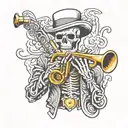 skeleton moriachi musician trumpet tattoo scetch tattoo design idea