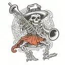 skeleton moriachi musician trumpet tattoo scetch tattoo design idea