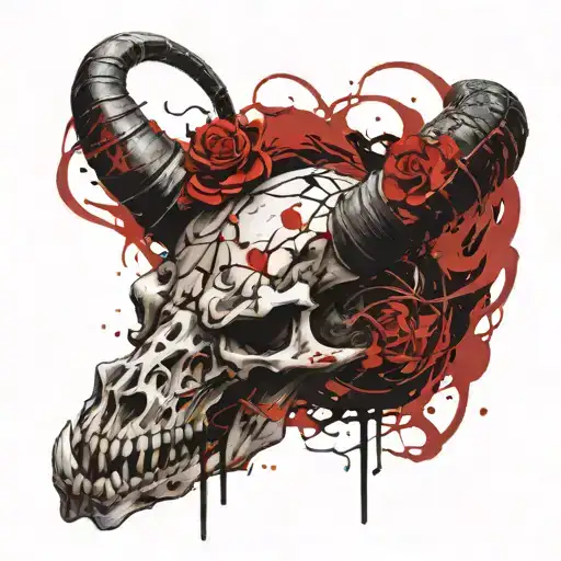 aires ram skull intertwined with dragon tattoo design idea