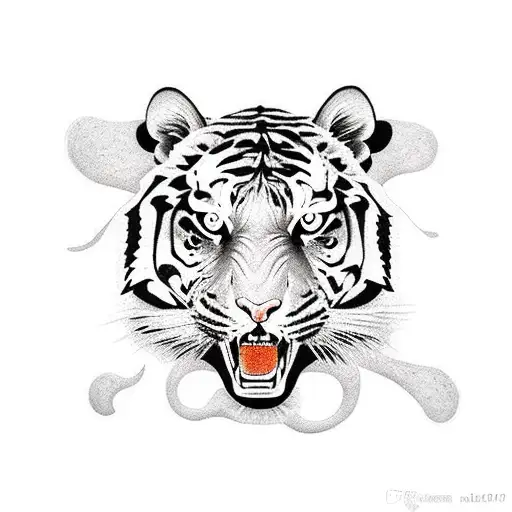 full tiger old school black and grey tattoo design idea