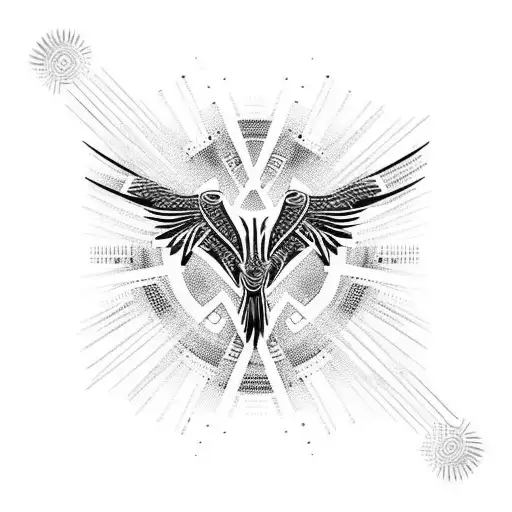 Raven made of tribal lines tattoo design idea
