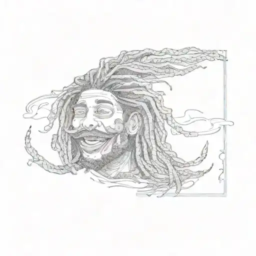 rasta weed man happy tattoo design idea
