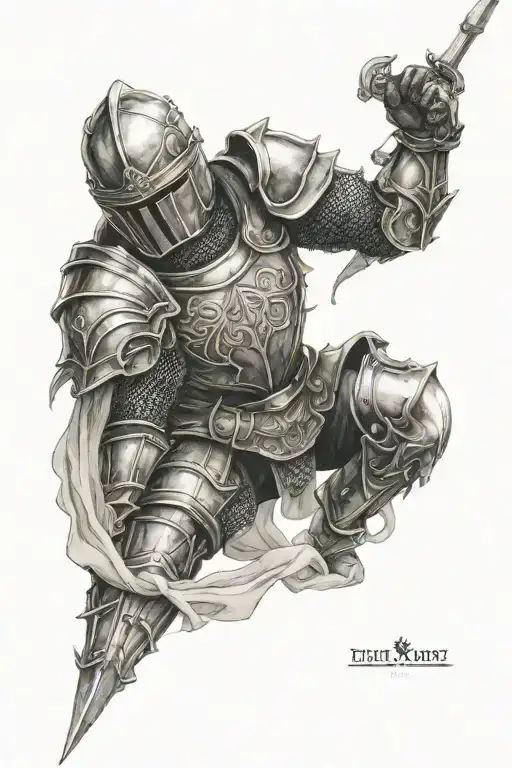 knight armor arm tattoo design idea