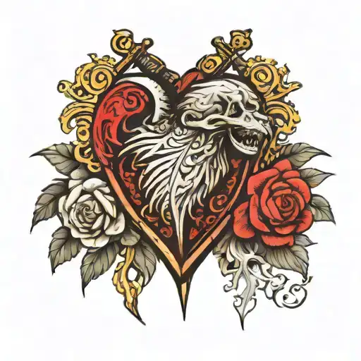 What's the difference when your heart is made of stone And your mind is made of gold And your tongue is made of sword, b tattoo design idea