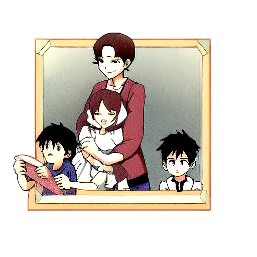 mother with elder boy and younger girl  tattoo design idea