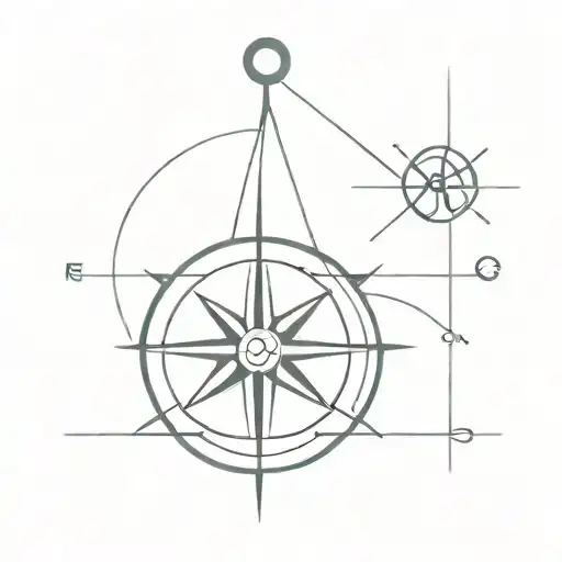 Sail Compass Anchor minimal simple line drawing tattoo design idea